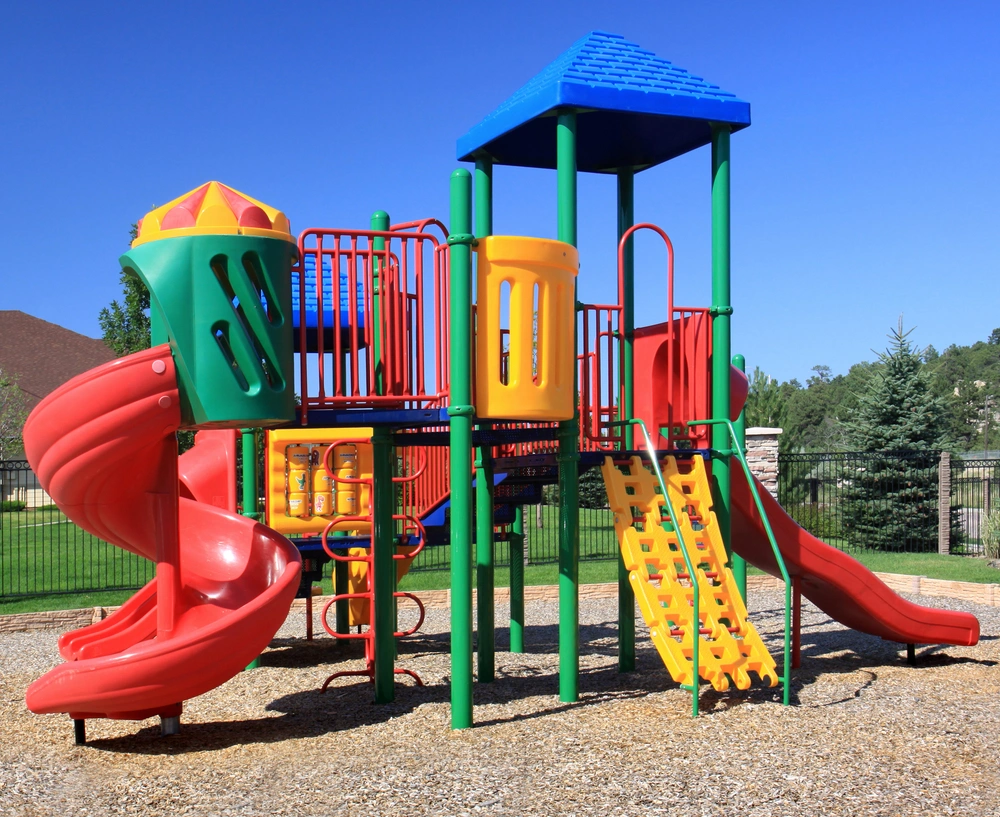 Colorful Playground with natural mulch